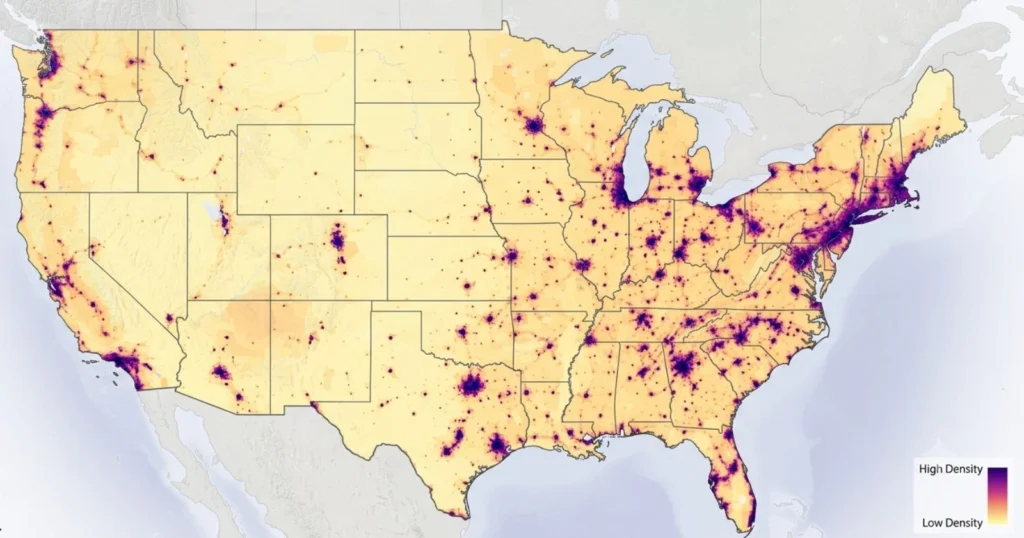 USA Population Density: Historical Trends and 2050 Outlook
